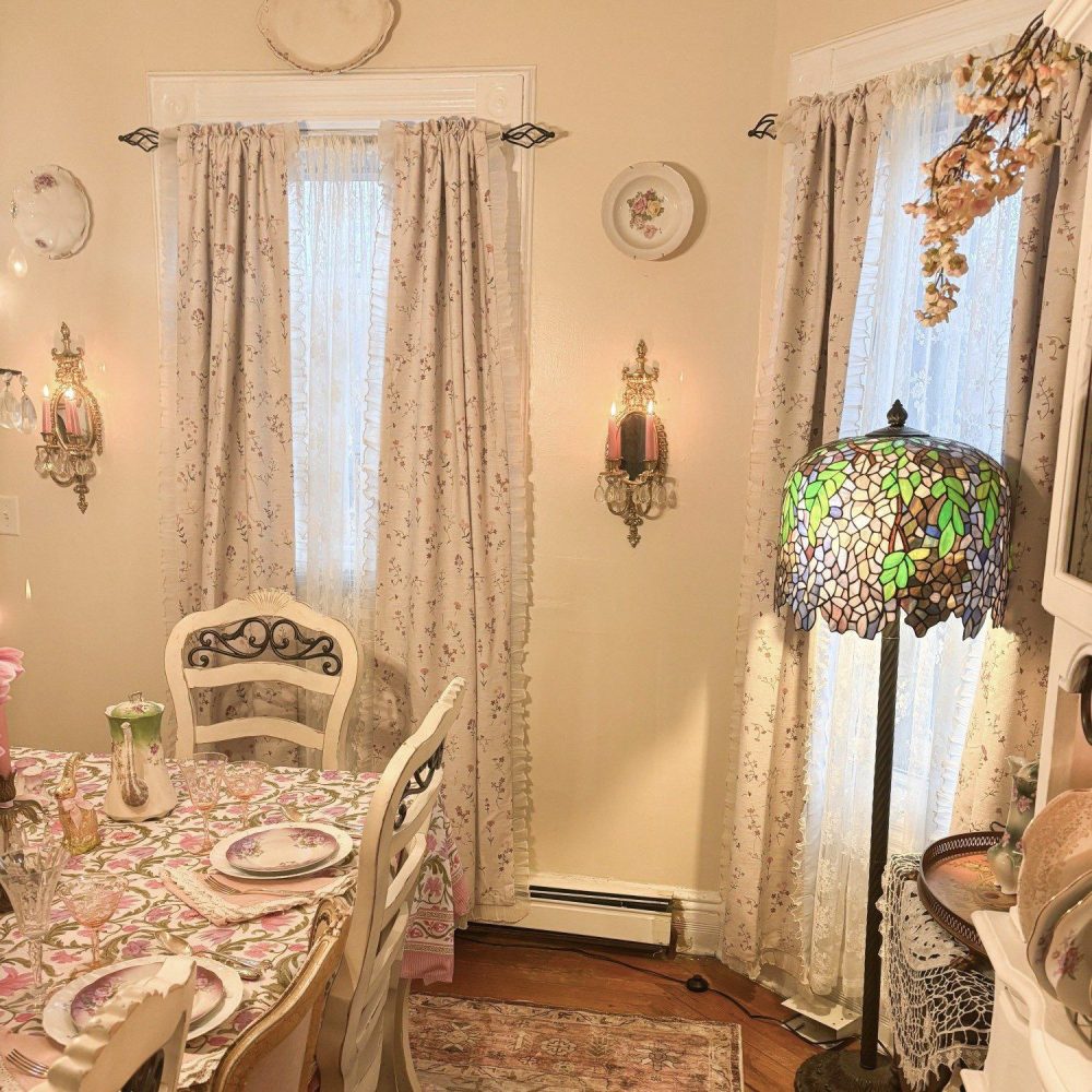 Serena Soft Floral Sprig Custom Curtains