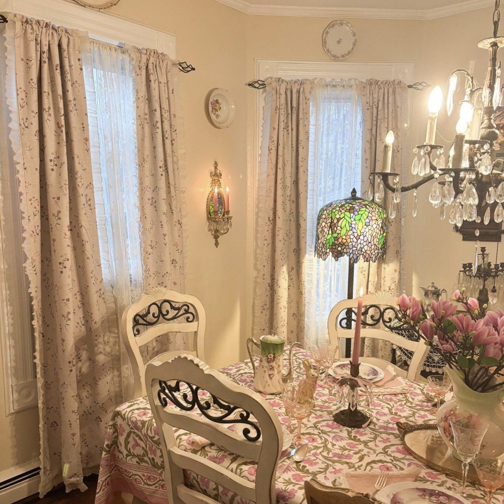 Serena Soft Floral Sprig Custom Curtains