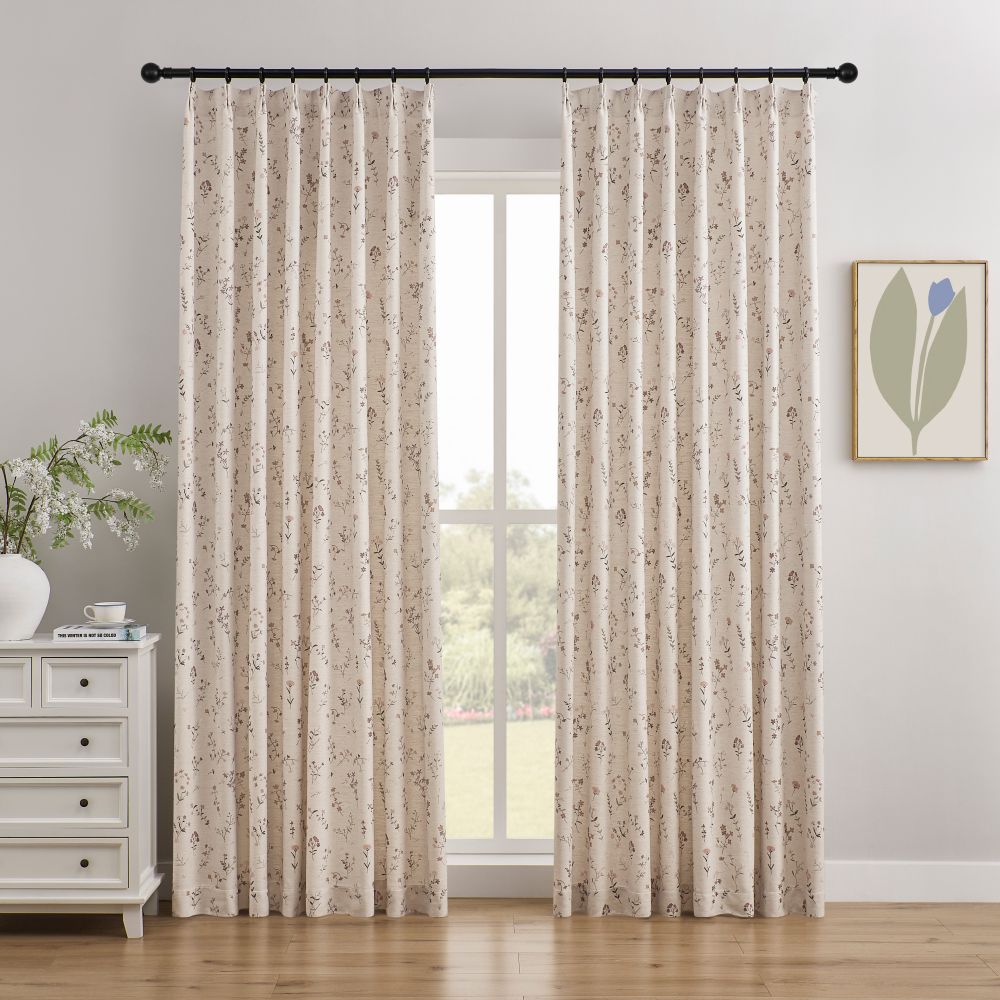 Serena Soft Floral Sprig Custom Curtains