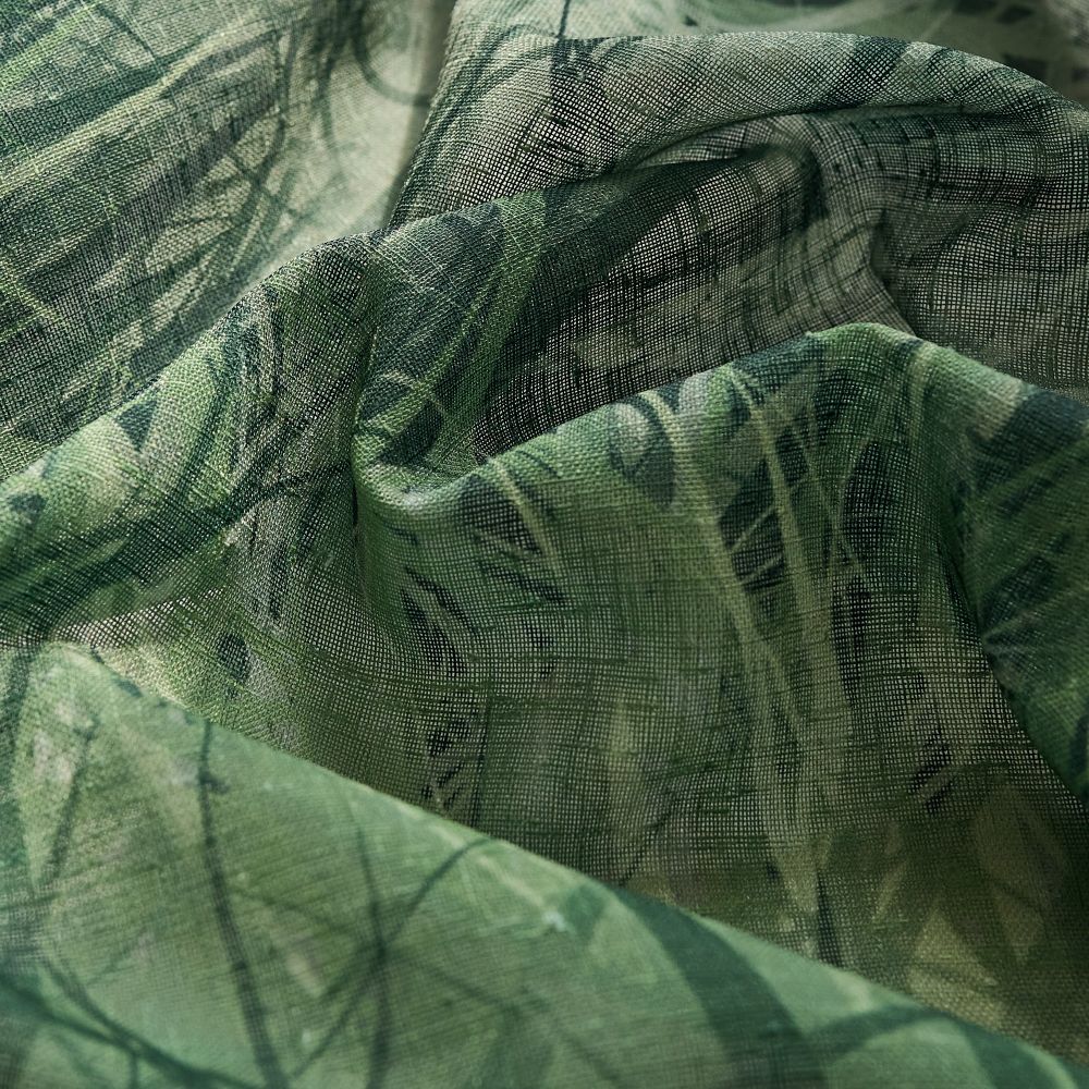 Sicily Green Flowery Lawn Printed Sheer Curtains