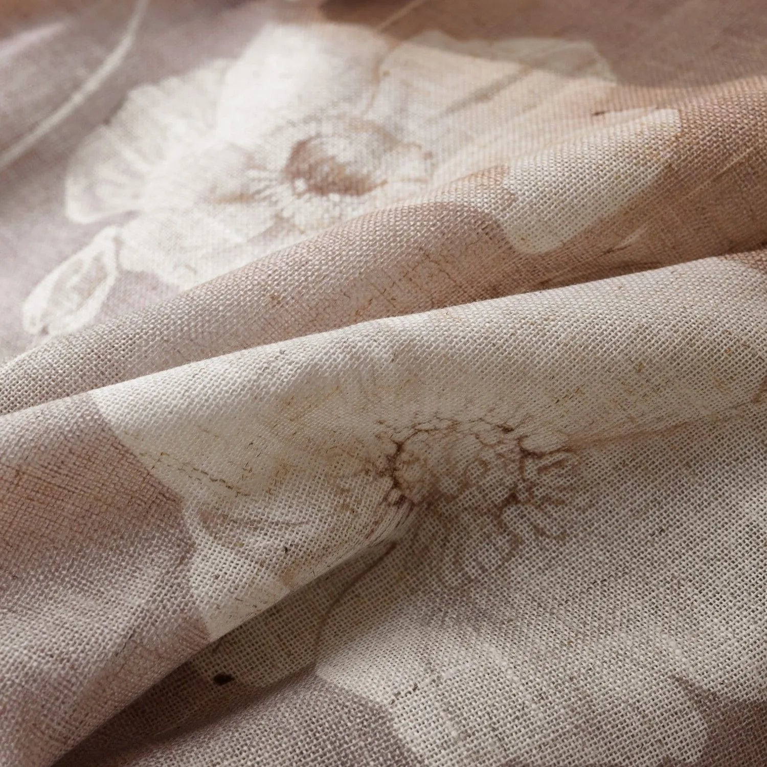 Skye Country Style Pinkish Botanical Linen Sheer Curtains