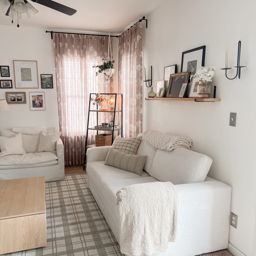 Skye Country Style Pinkish Botanical Linen Sheer Curtains