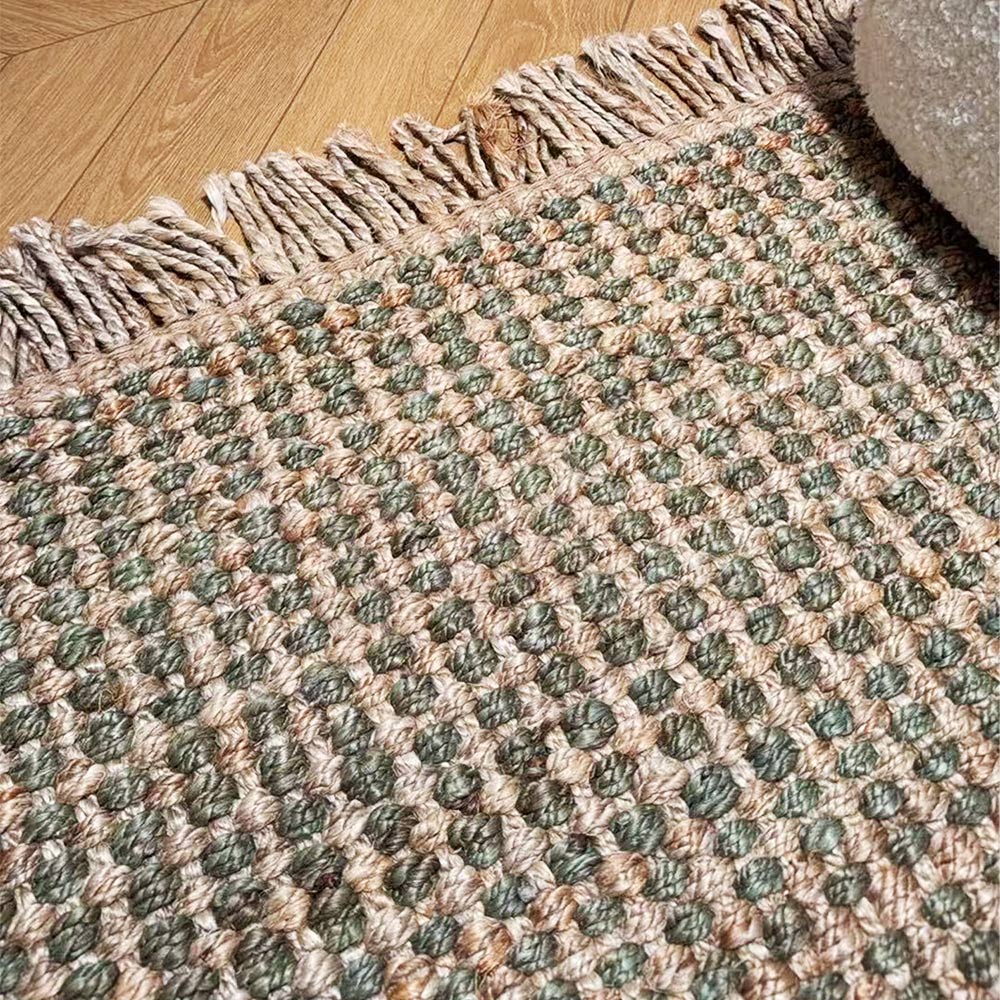 Sorrento Indian Handwoven Chunky Fringe Jute Rug