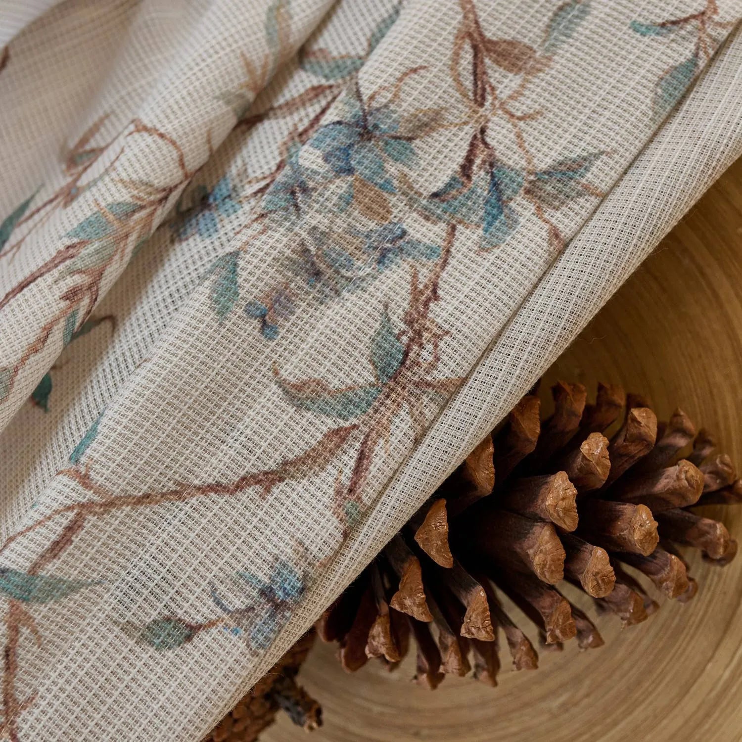 Spring Natural Cream Botanical Vine Sheer Curtains