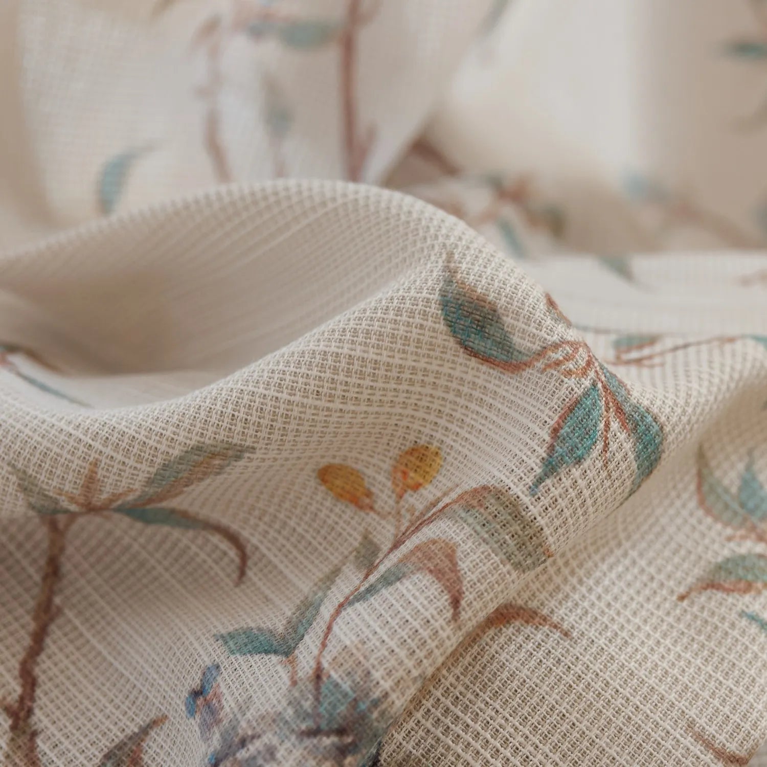 Spring Natural Cream Botanical Vine Sheer Curtains