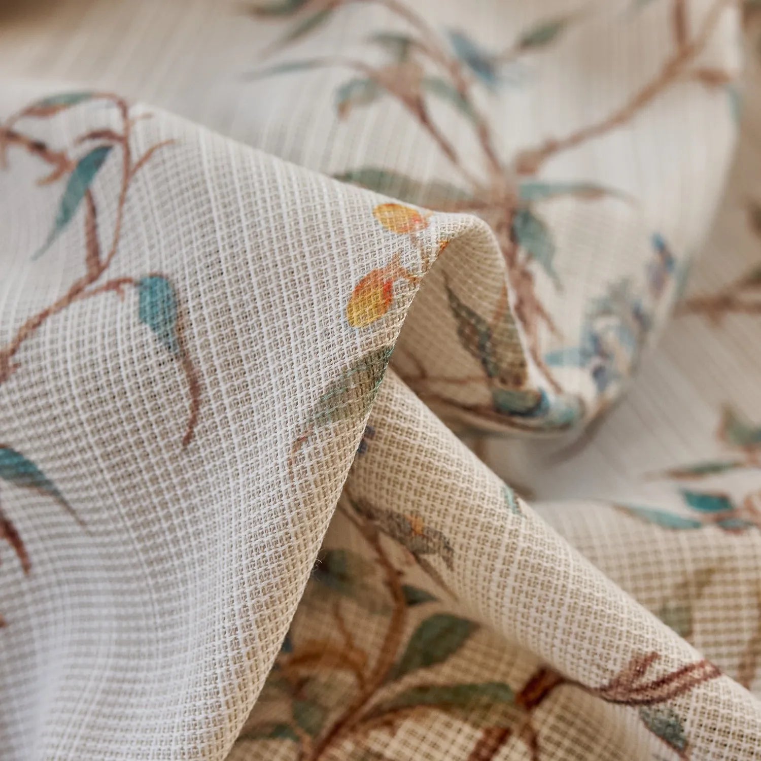 Spring Natural Cream Botanical Vine Sheer Curtains