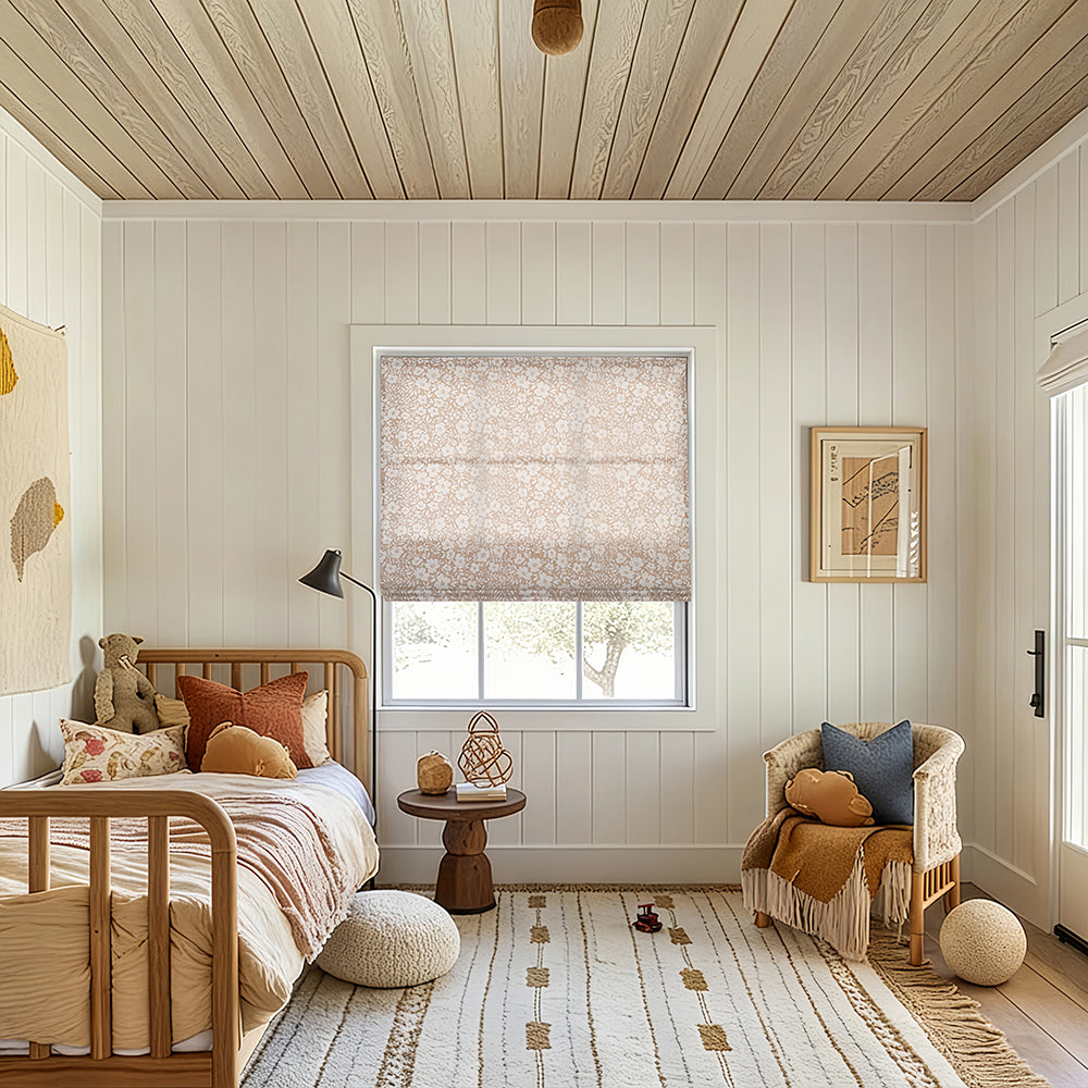 Susie Ditsy Toffee Floral Roman Shades