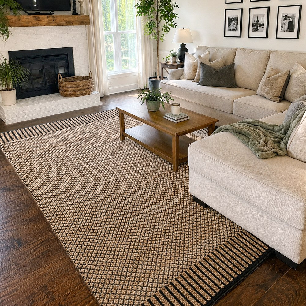 Tavira Handwoven Black Border Jute Rug