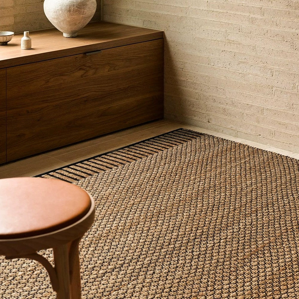 Tavira Handwoven Black Border Jute Rug