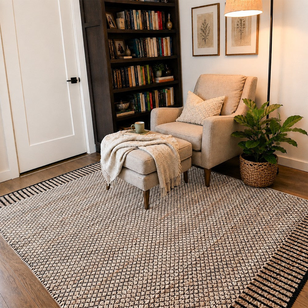 Tavira Handwoven Black Border Jute Rug