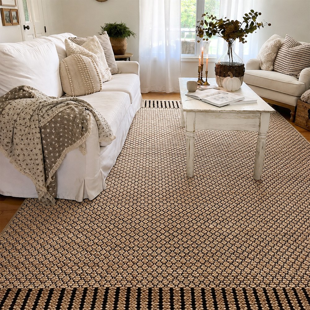 Tavira Handwoven Black Border Jute Rug