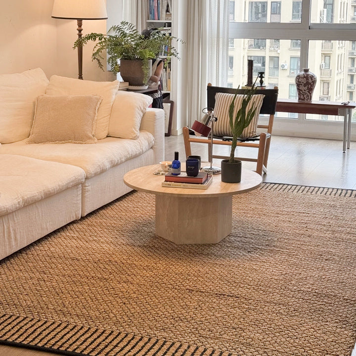 Tavira Handwoven Black Border Jute Rug