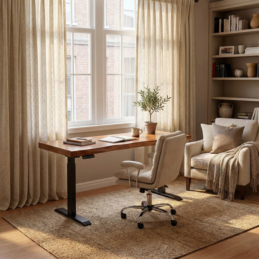 Teagan Subtle Floral Textured Linen Curtains