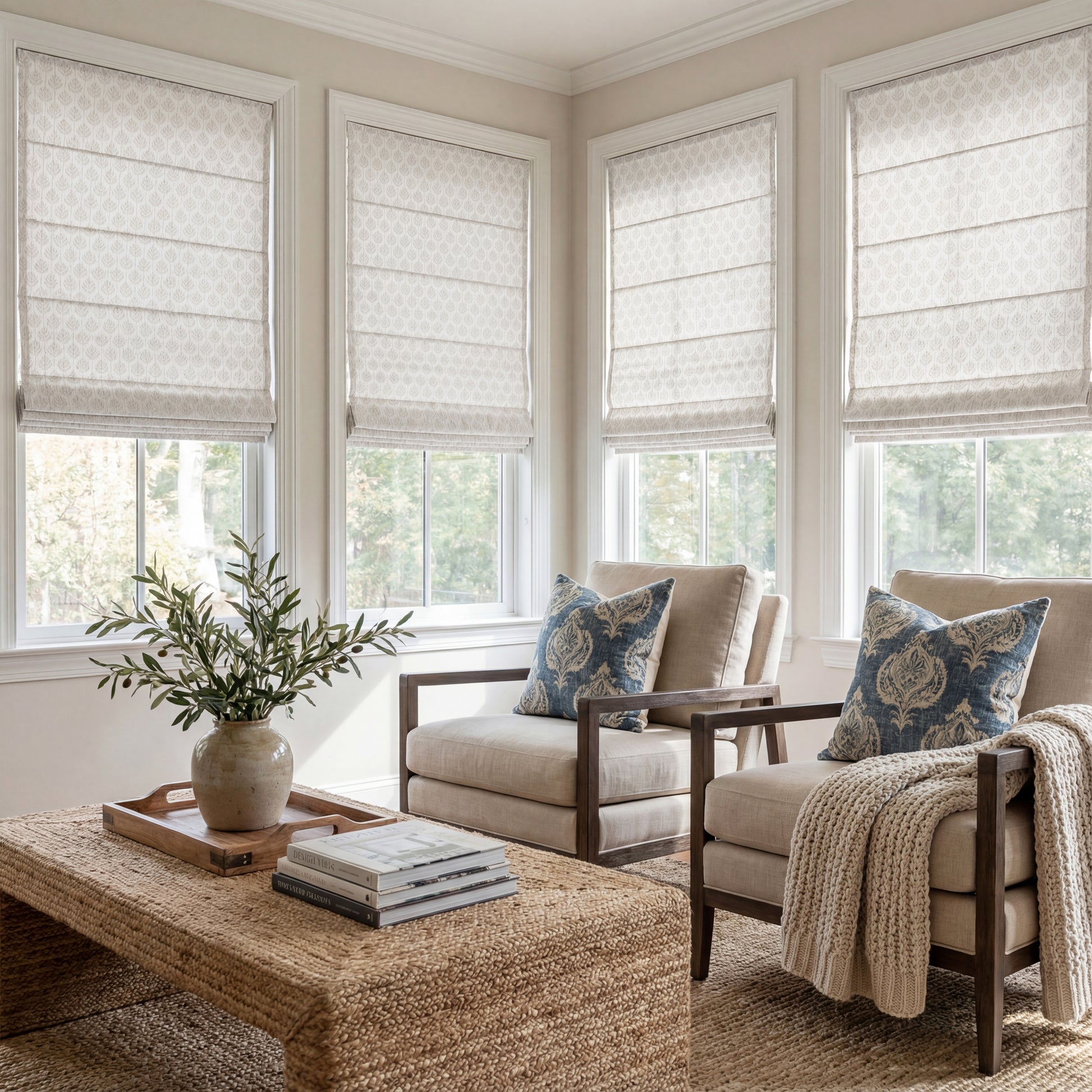 Teagan Wheat Textured Roman Shade