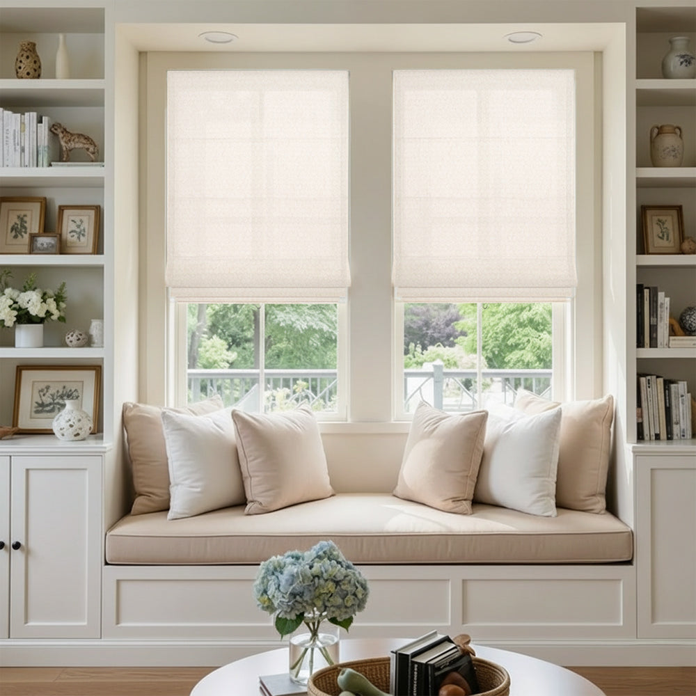 Teagan Wheat Textured Roman Shade