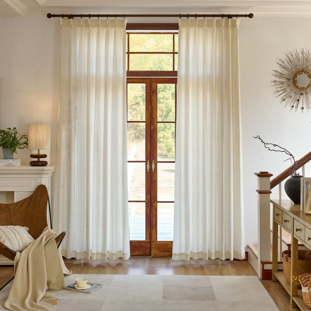 Teagan Subtle Floral Textured Linen Curtains