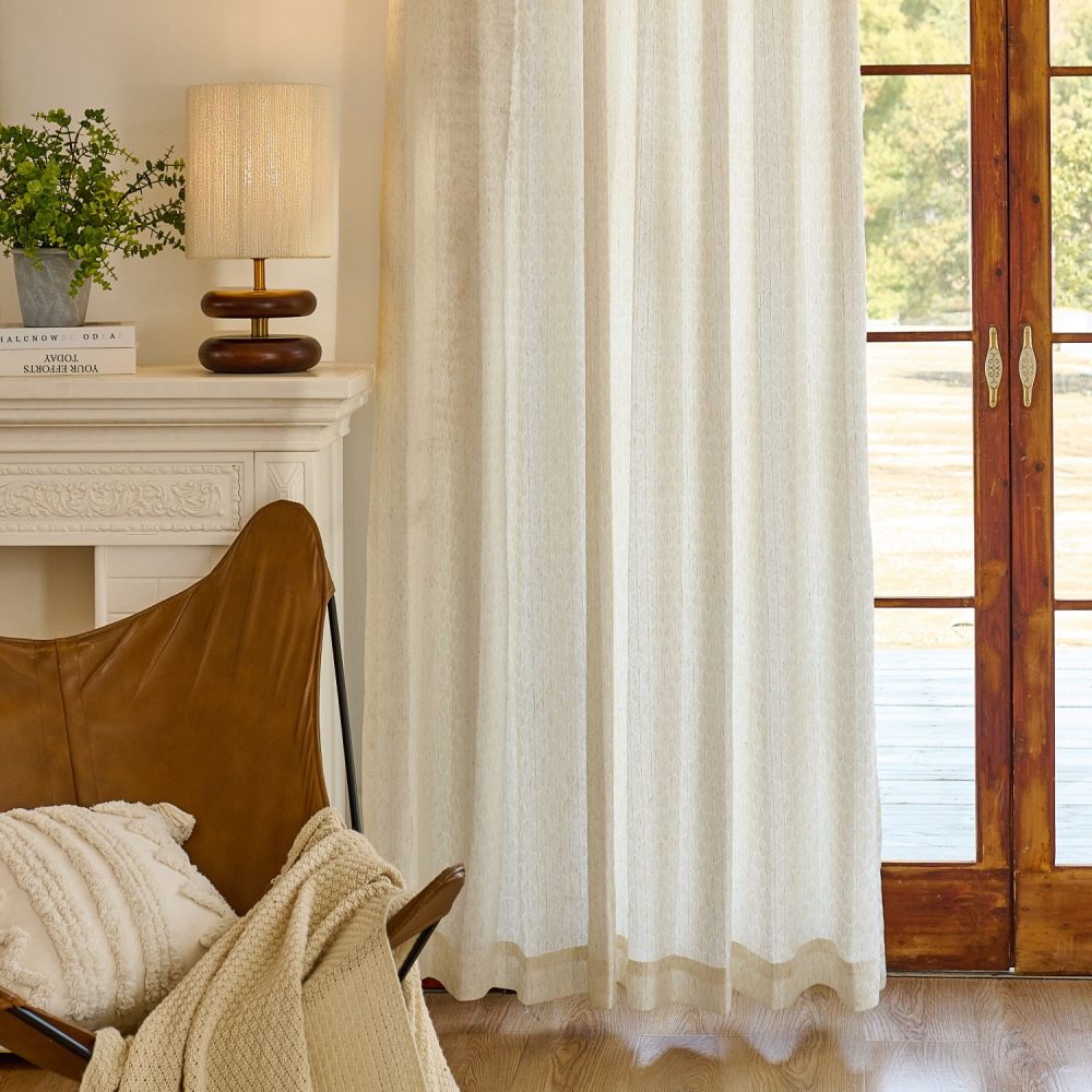Teagan Subtle Floral Textured Linen Curtains