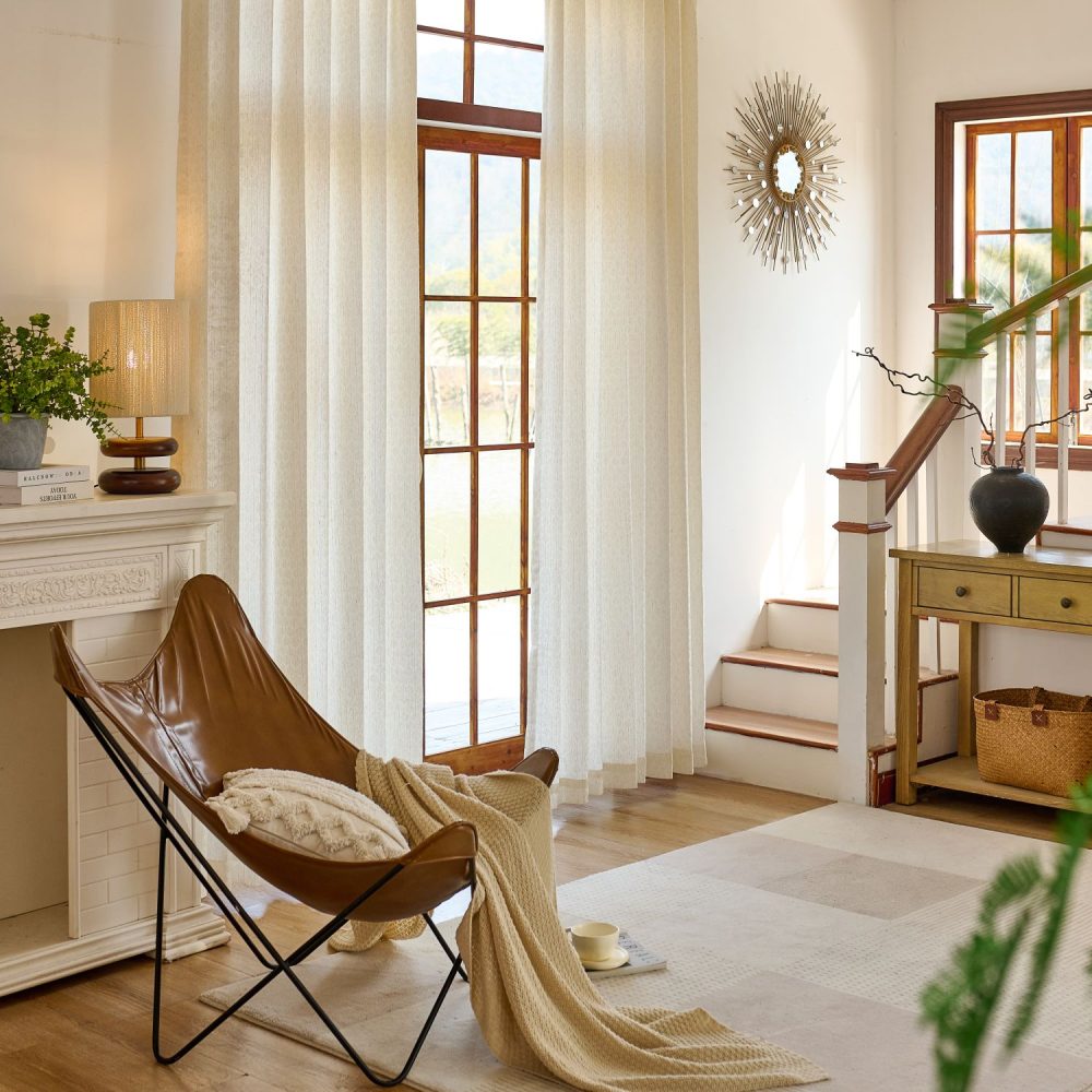 Teagan Subtle Floral Textured Linen Curtains