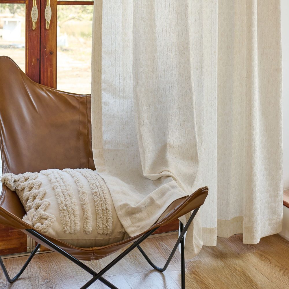 Teagan Subtle Floral Textured Linen Curtains