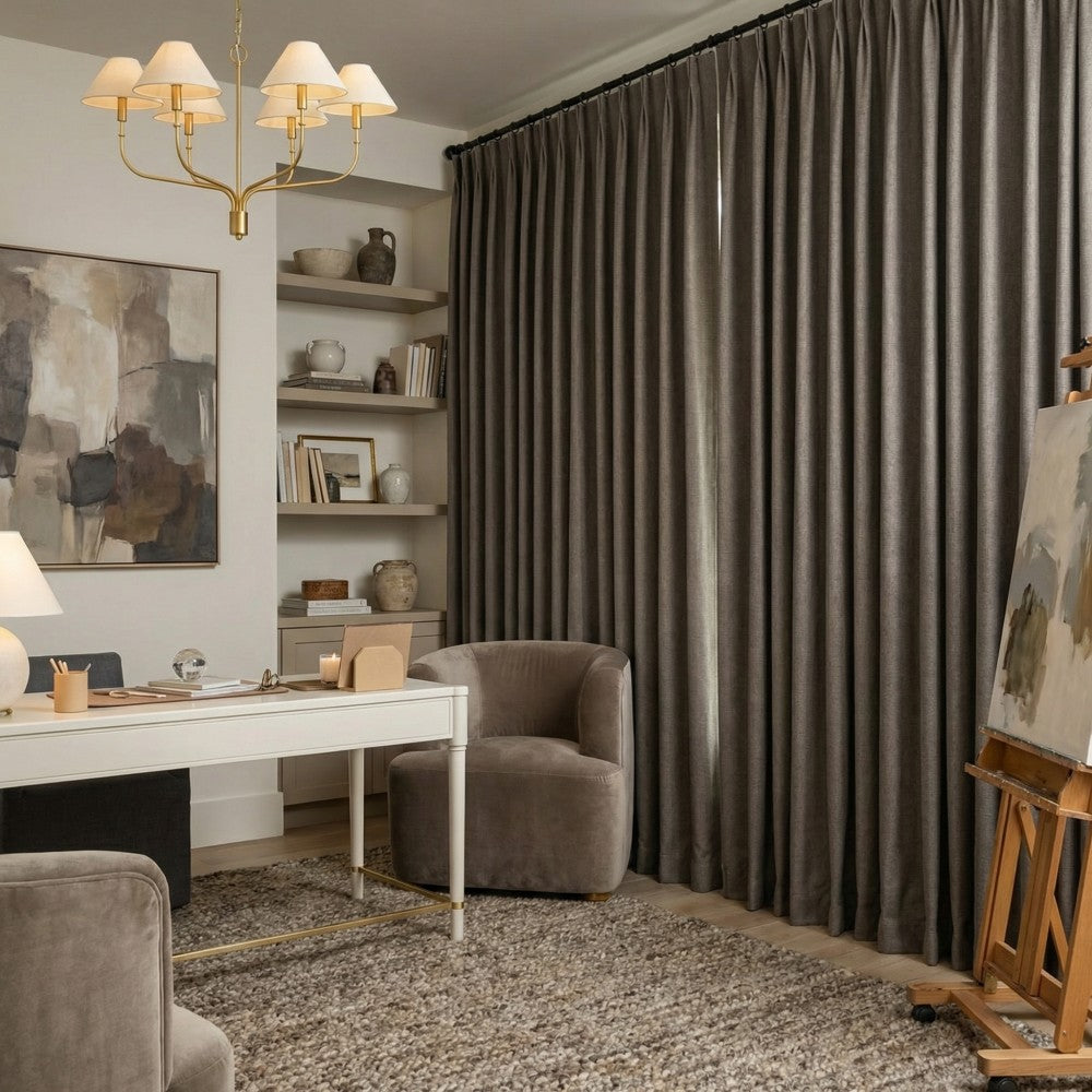 Toby Linen Texture 100% Blackout Curtains