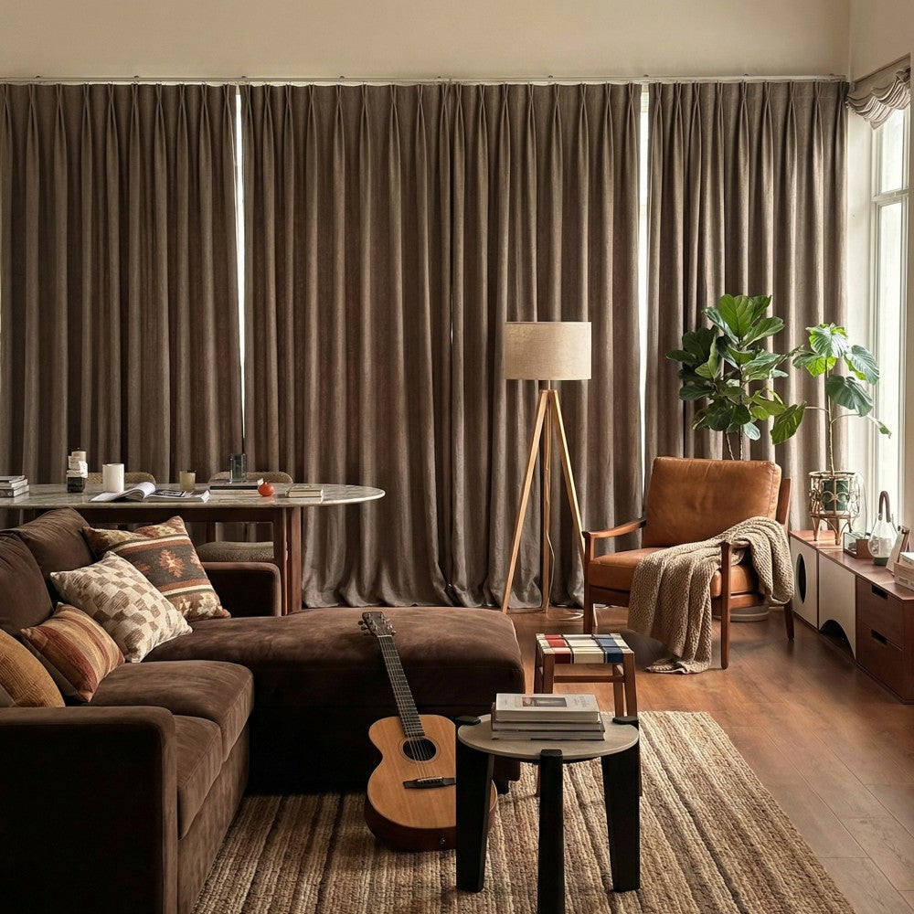 Toby Linen Texture 100% Blackout Curtains