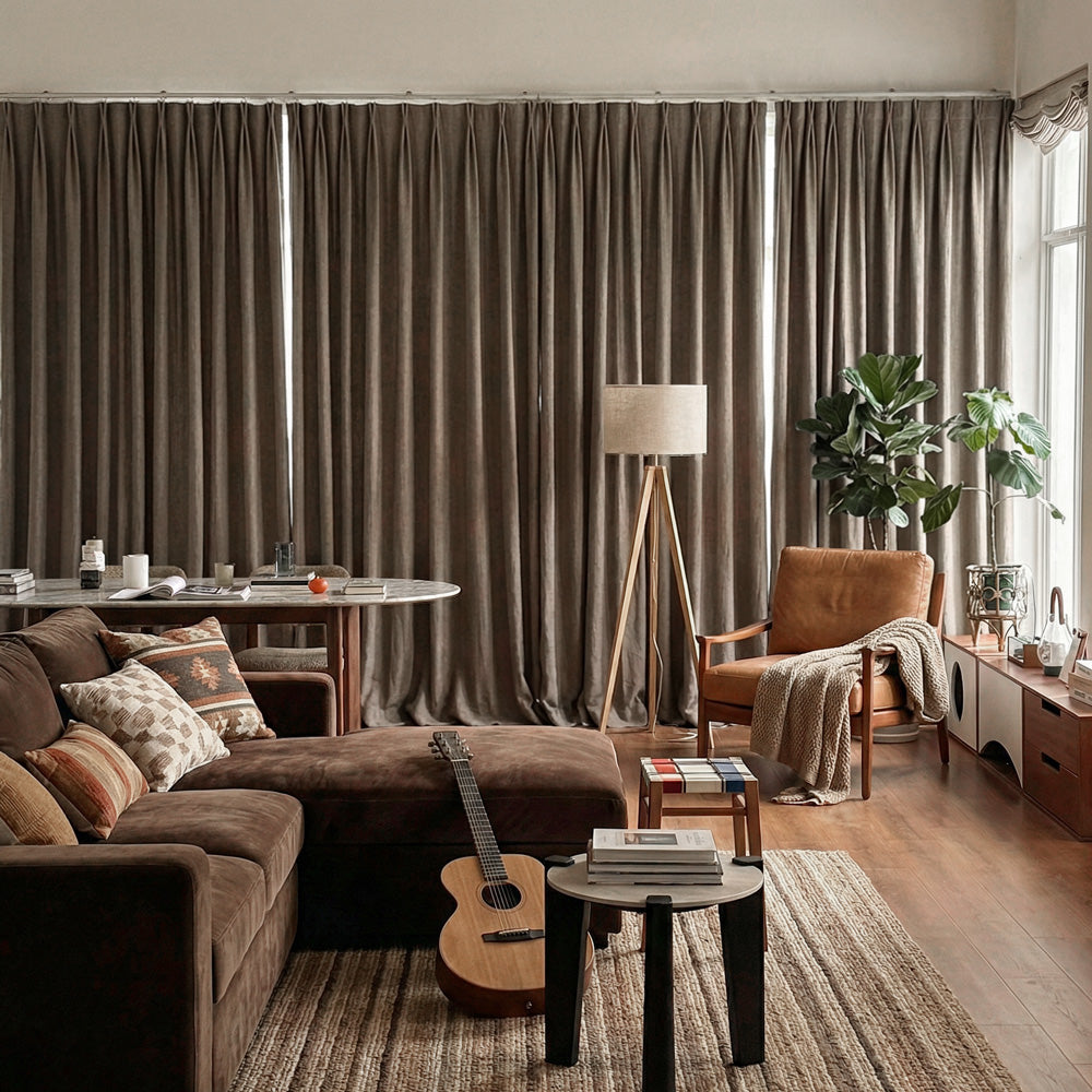 Toby Linen Texture 100% Blackout Curtains