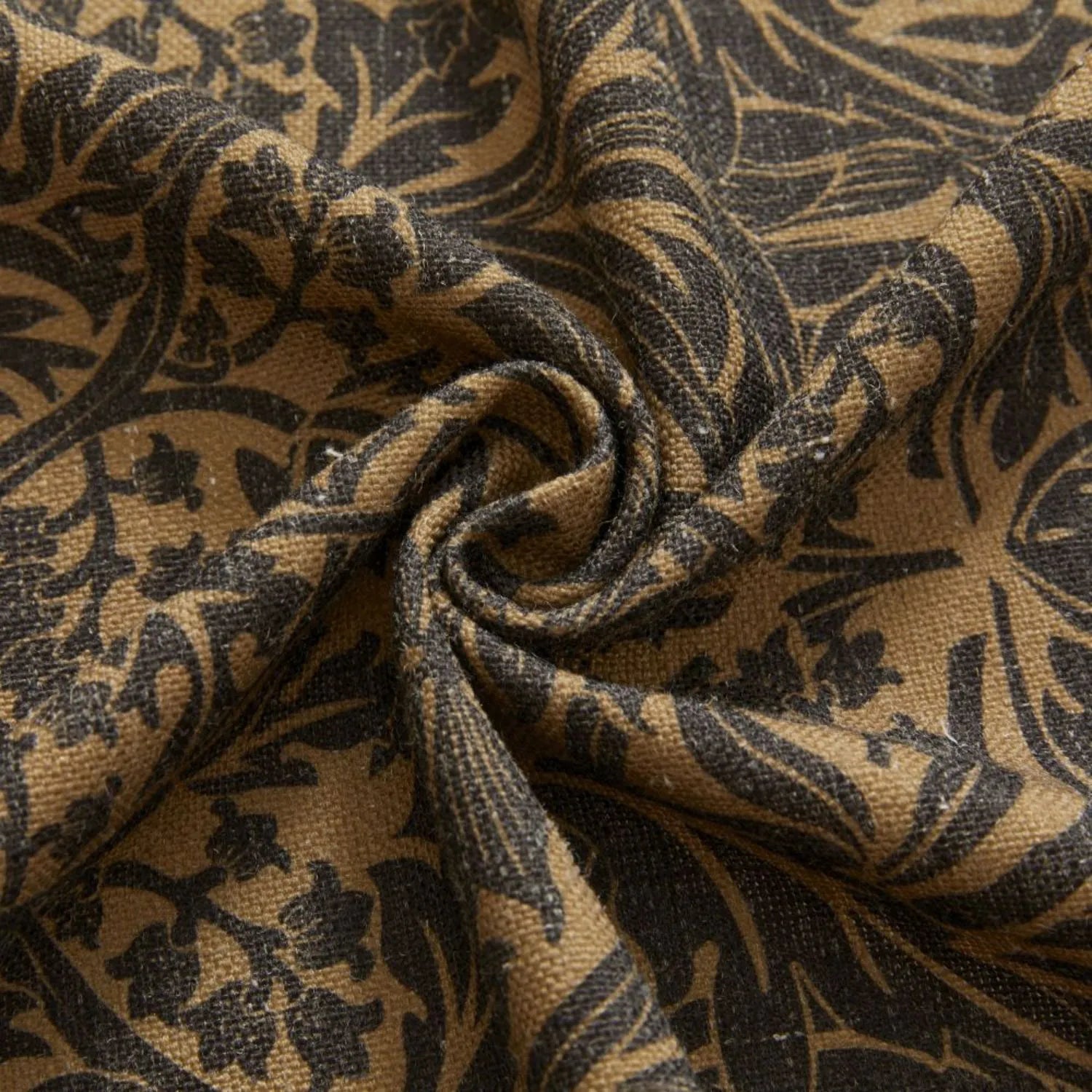 Victoria Beige Printed Damask Linen Curtains