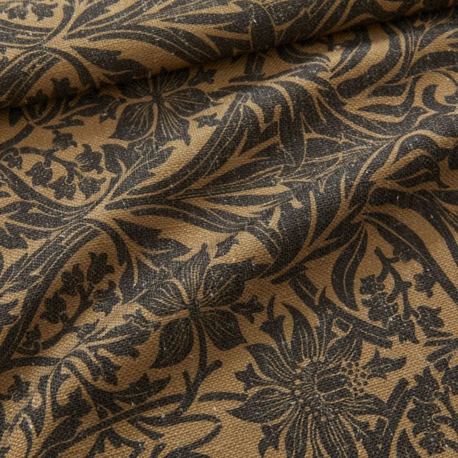 Victoria Beige Printed Damask Linen Curtains