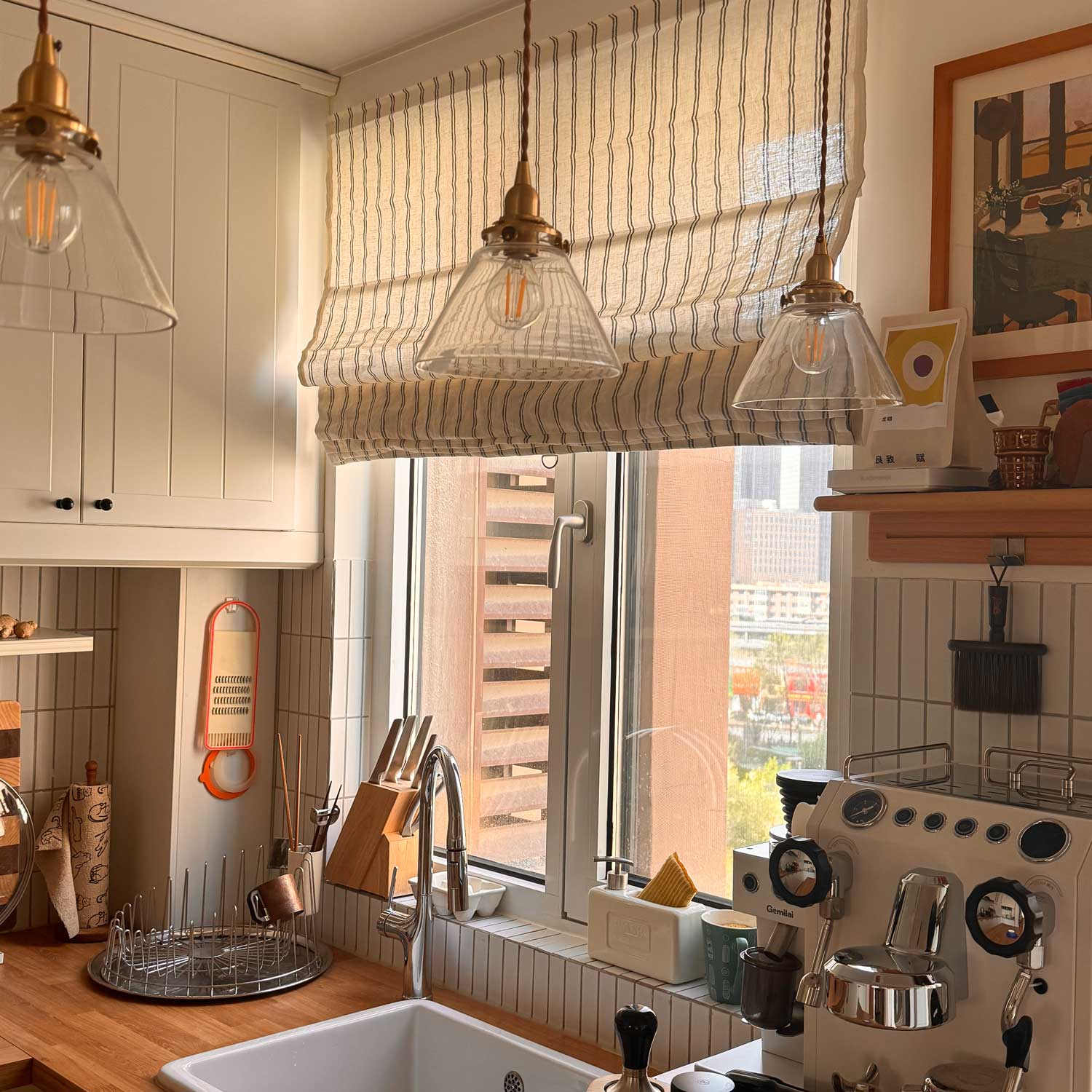 Voss Pinstripe 100% Pure Linen Roman Shade