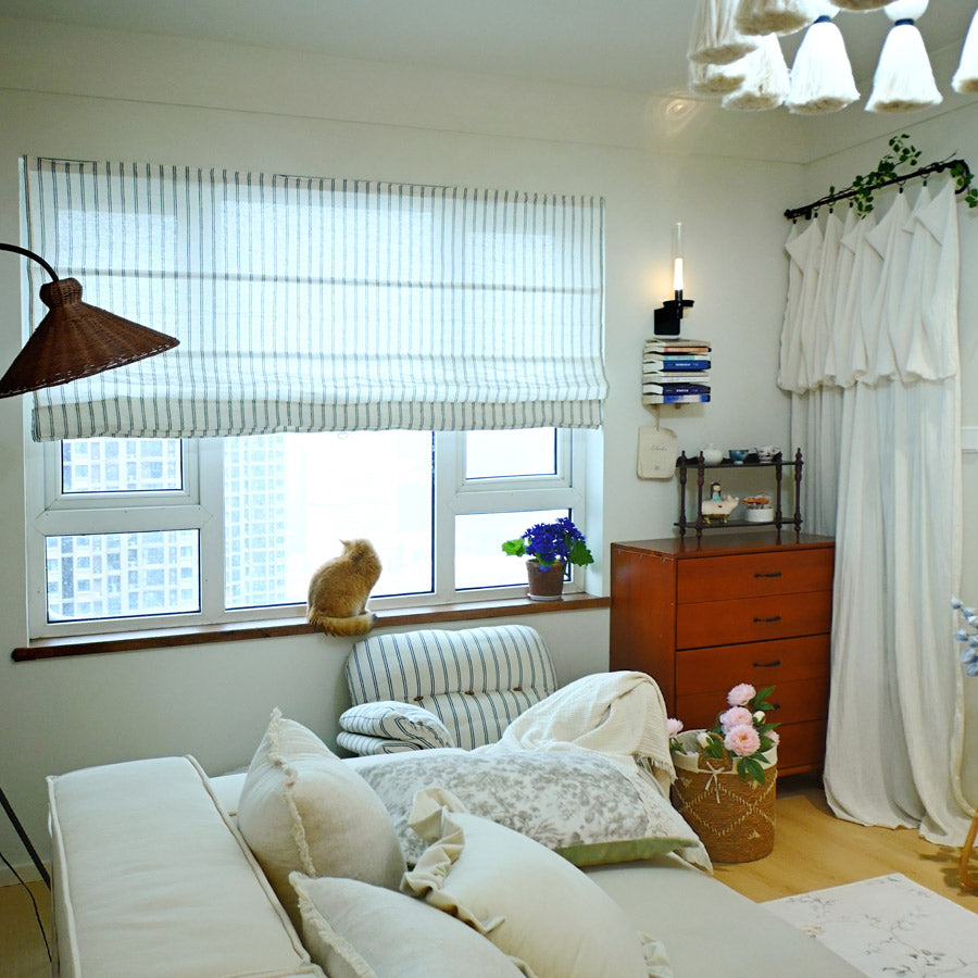 Voss Pinstripe Linen Roman Shade