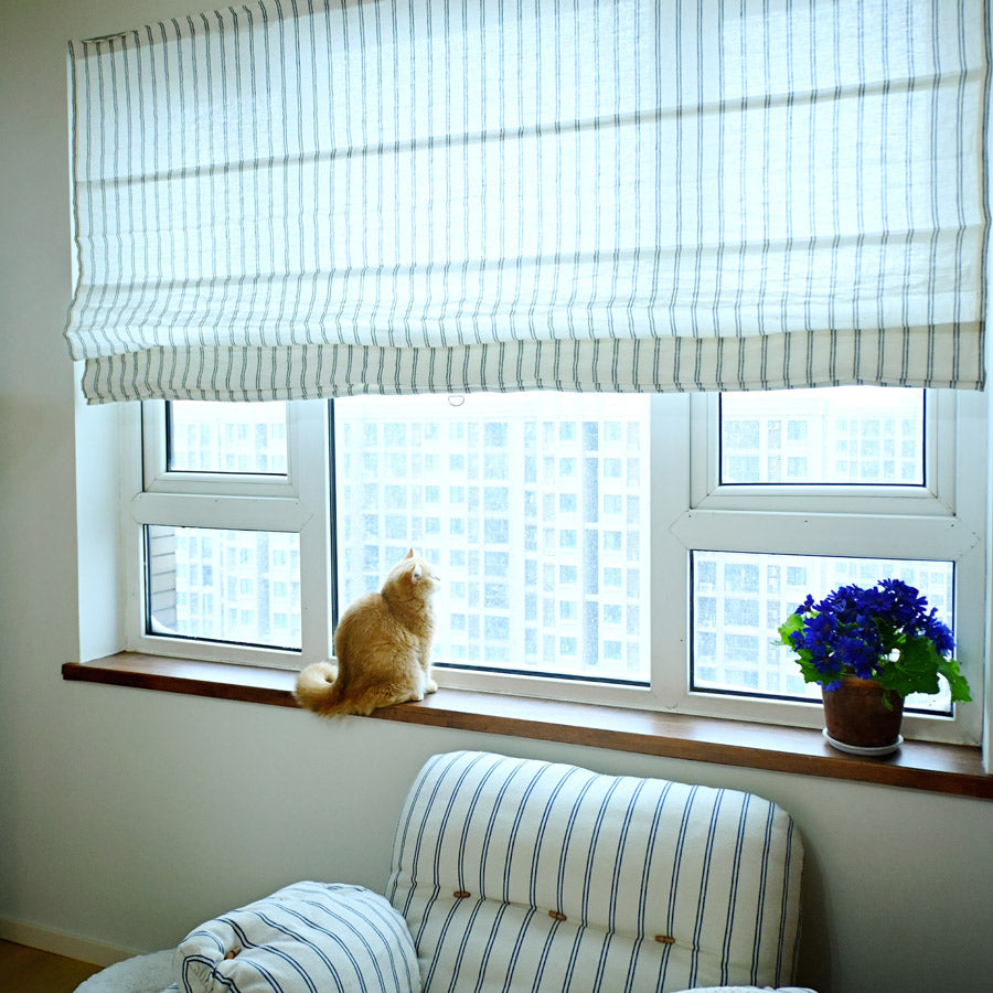 Voss Pinstripe Linen Roman Shade