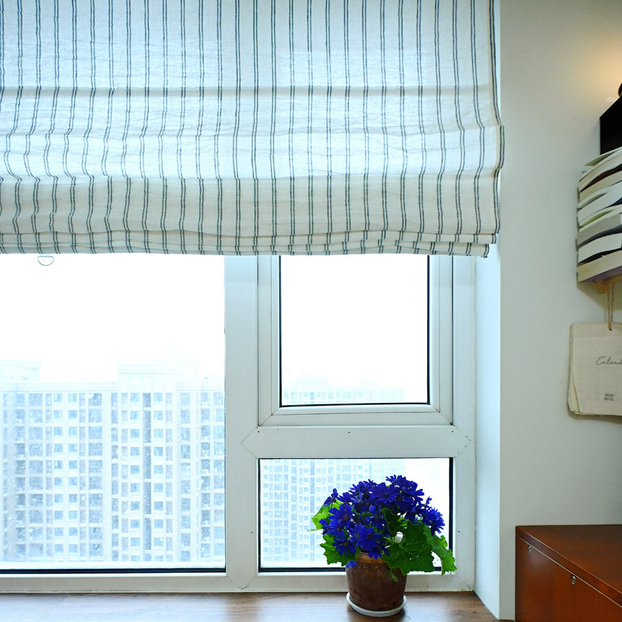 Voss Pinstripe Linen Roman Shade
