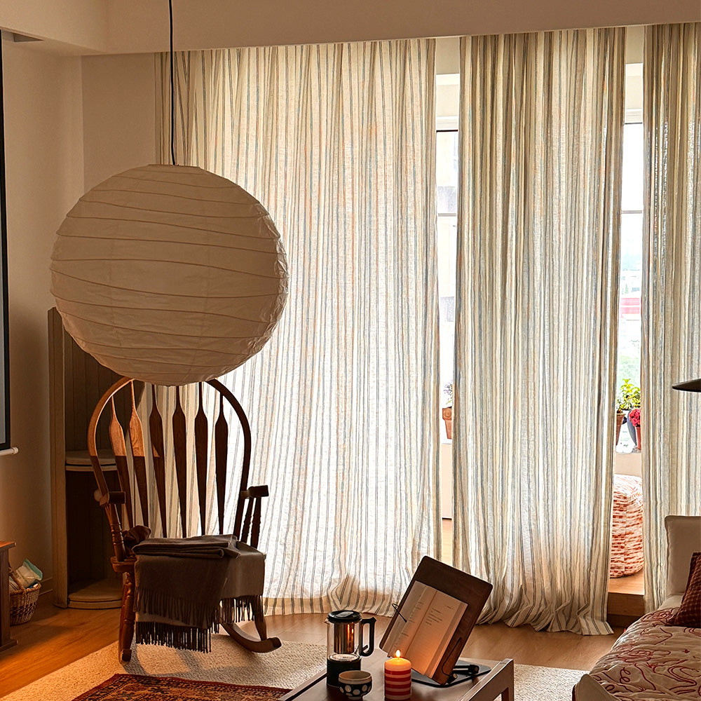 Voss Vertical Striped Pure Linen Curtains