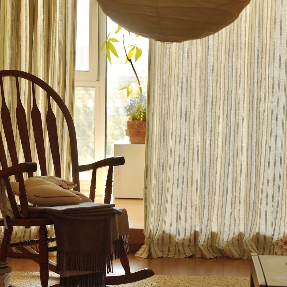 Voss Vertical Striped Pure Linen Curtains