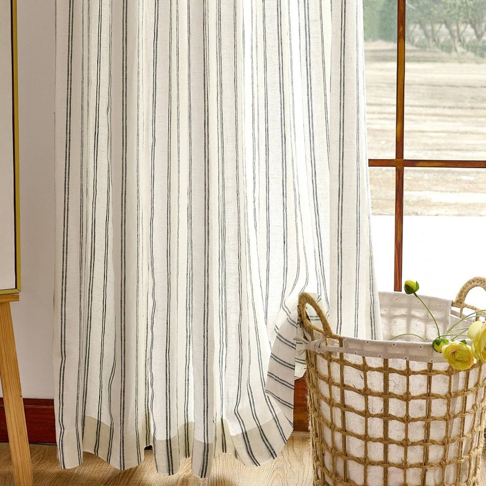 Voss Vertical Striped Pure Linen Curtains