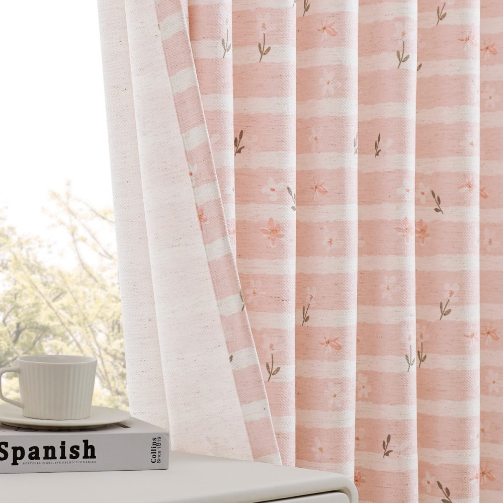 Zita Pink Ditsy Floral Curtains for Girls Room