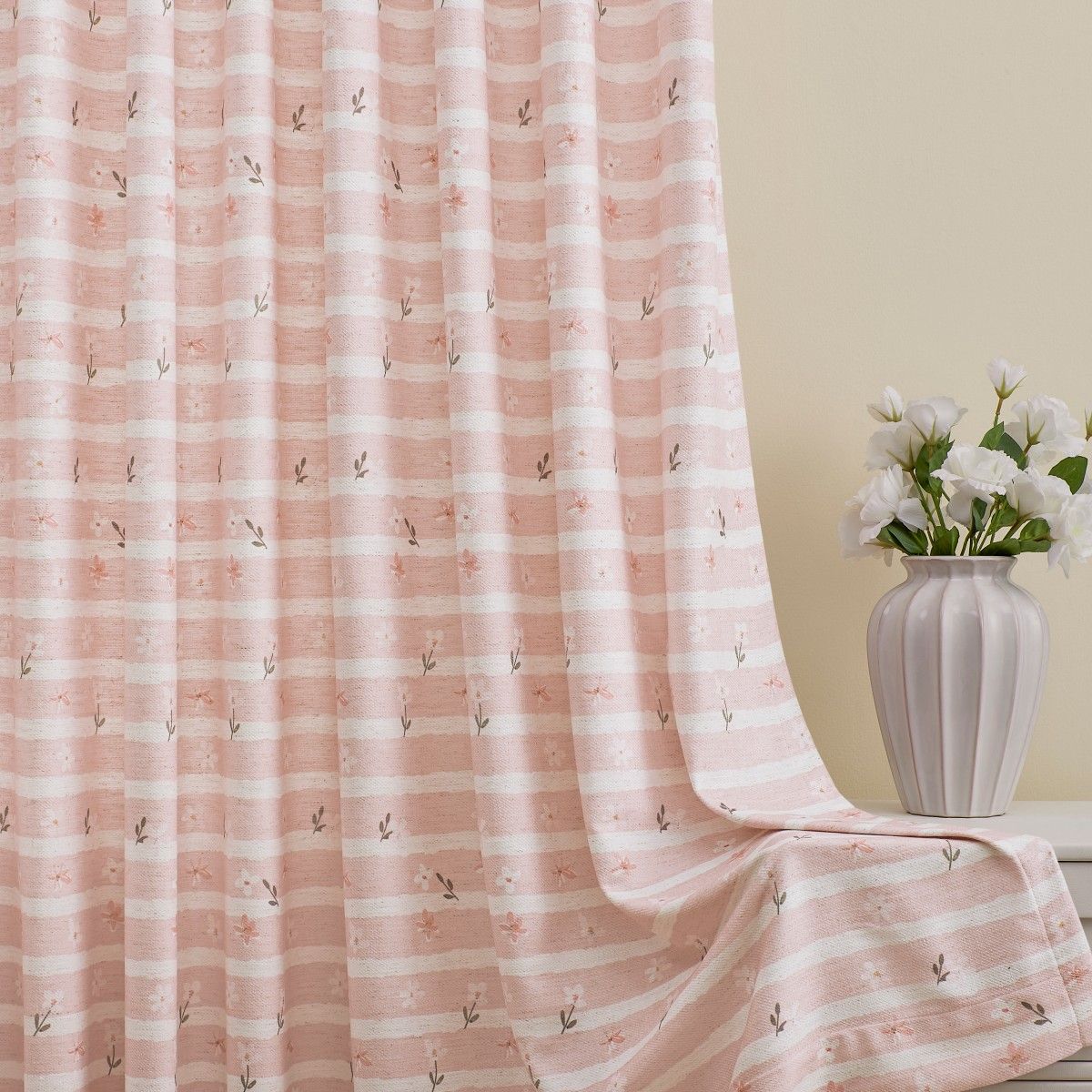 Zita Pink Ditsy Floral Curtains for Girls Room