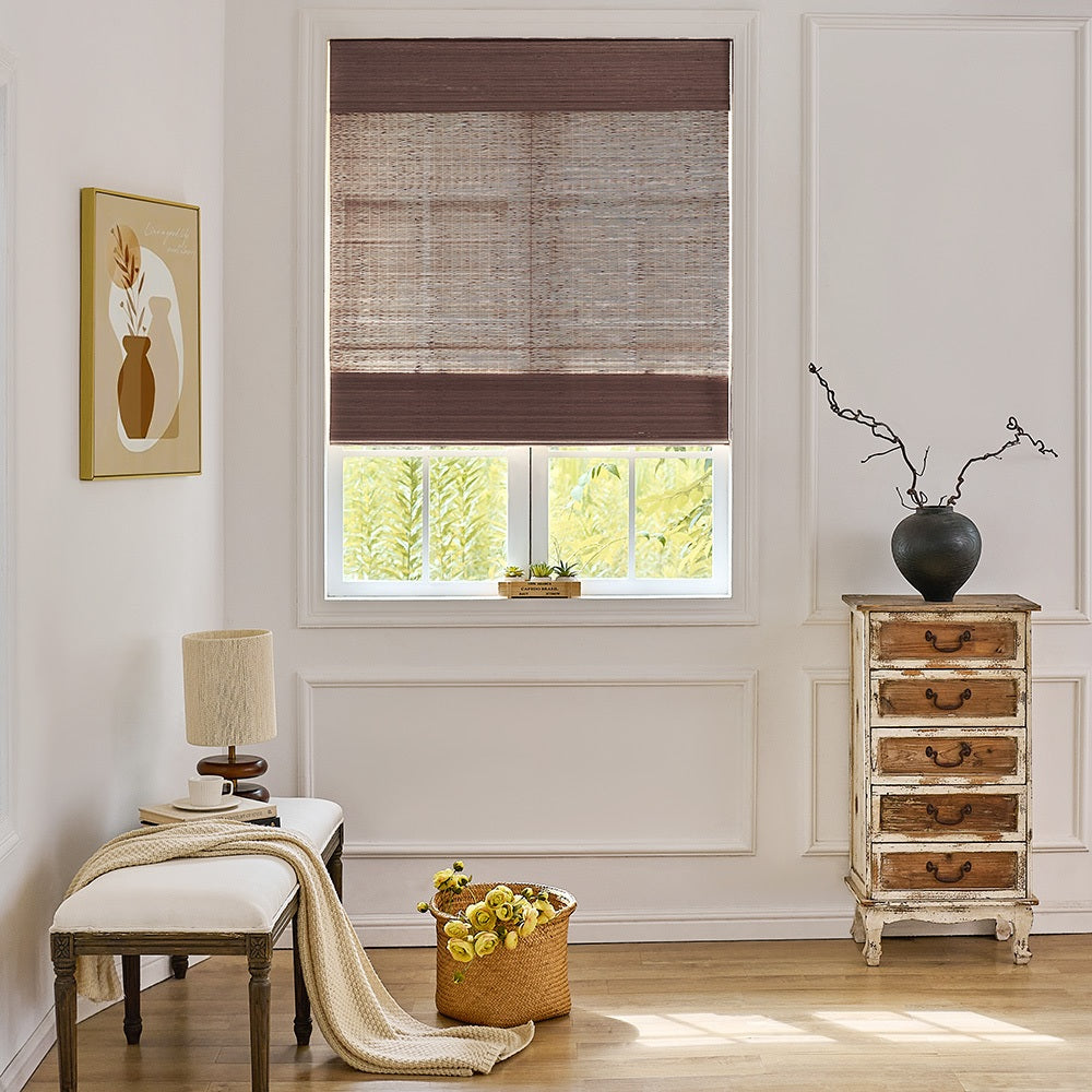 空BD Zula Cream Natural Custom Bamboo Shades | Cordless Motorized