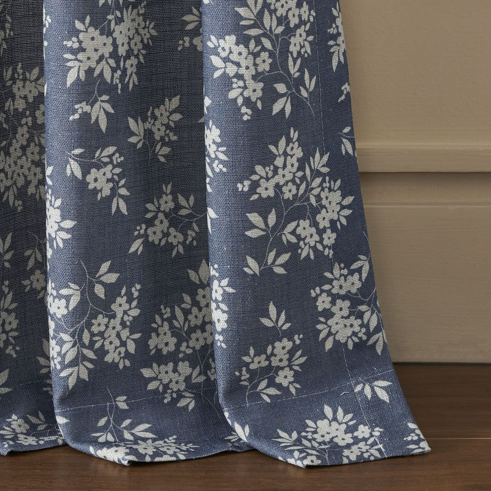 Rideaux imprimés floraux bleu marine vintage Bailey