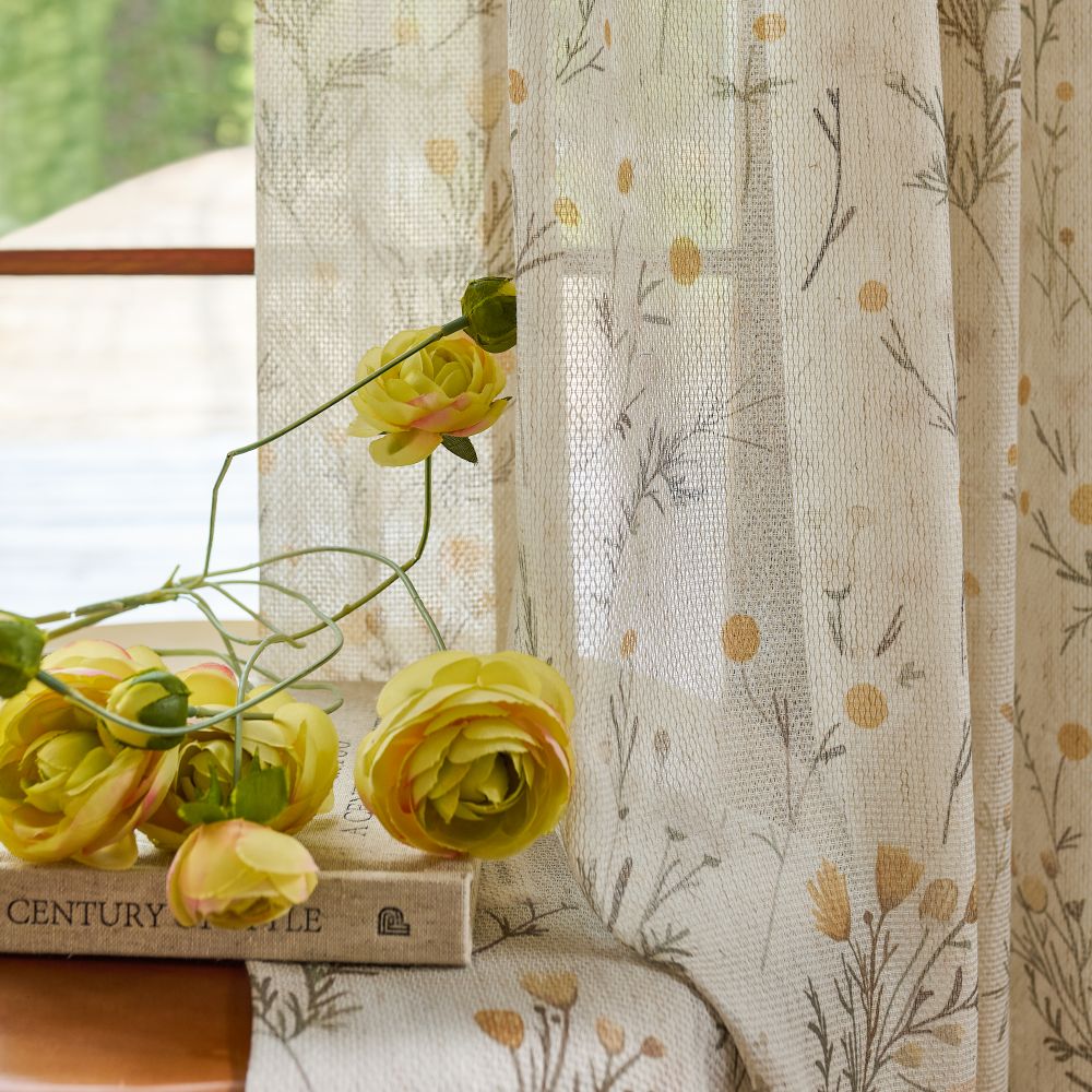 Summer Yellow Daisy Printed Curtains