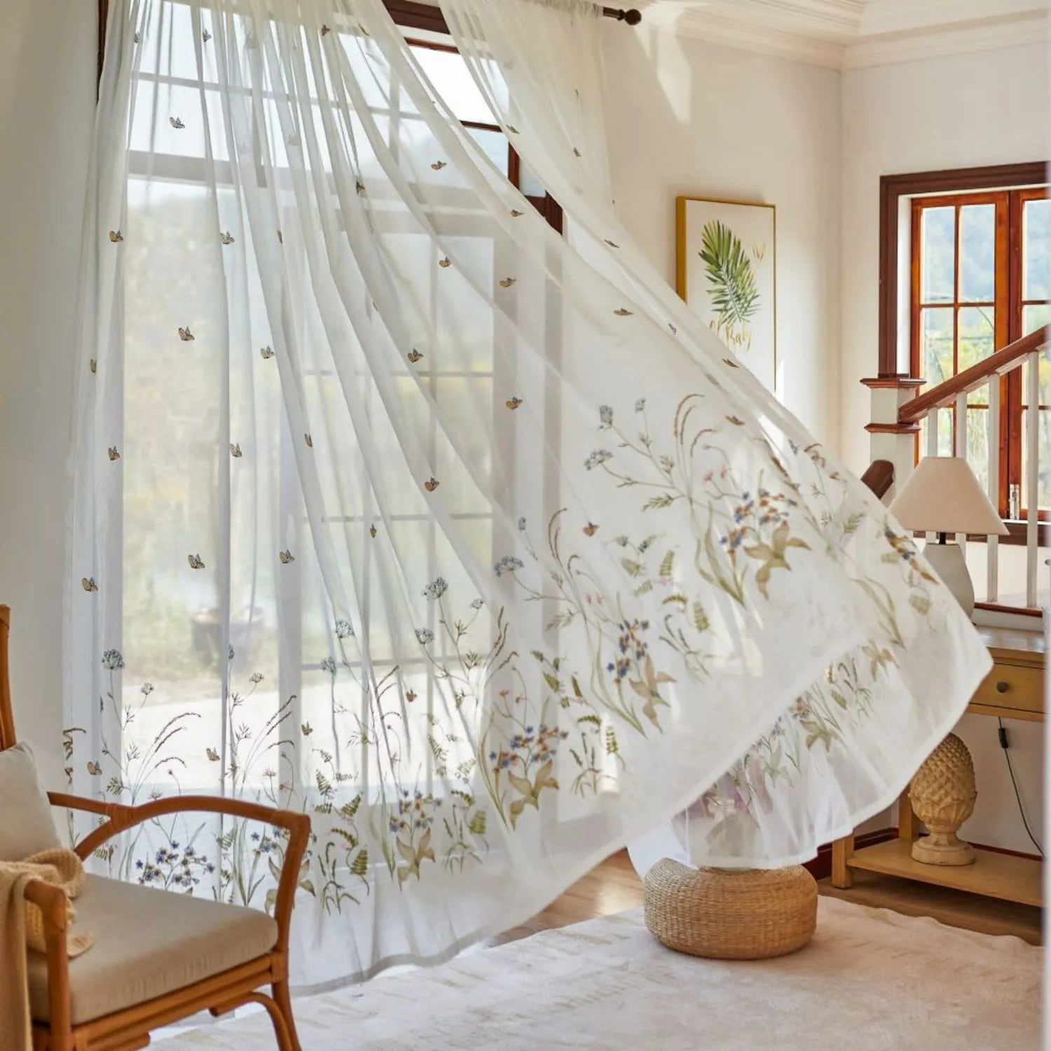 floral sheer curtains