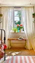 Chole / White / Bottom Floral Embroidered Sheer Curtains