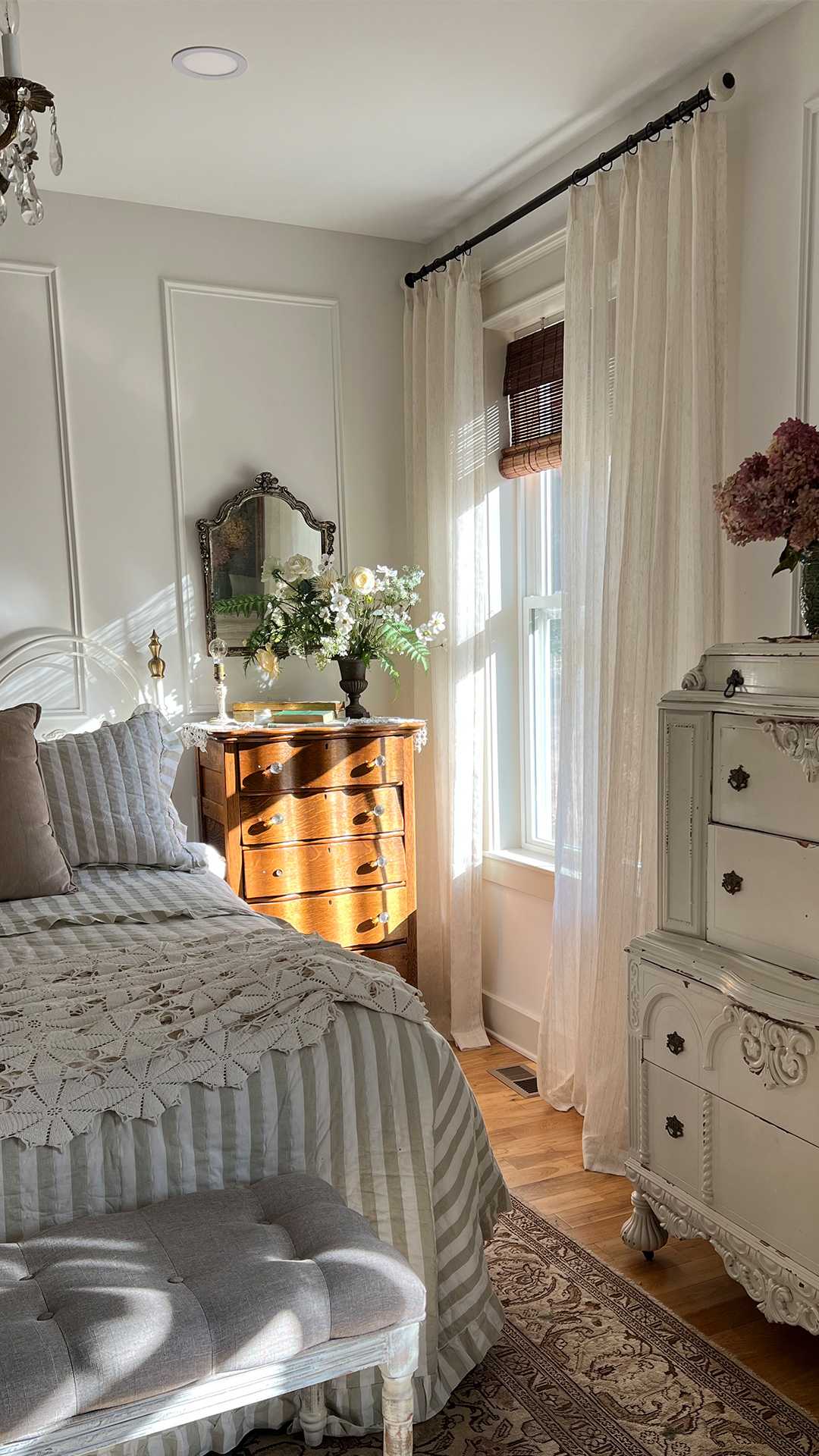 Dorothy / Vertical Striped Rough Linen Sheer Curtains / Unlined
