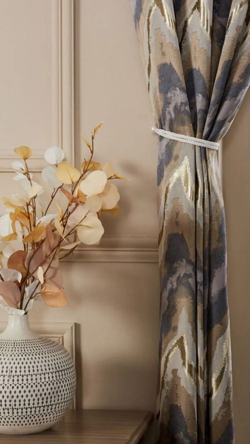 Dyson / Unique Metallic Chevron Curtains / Unlined