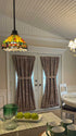 Gina / Subtle Printed Floral Leaf Linen Curtains / Natural Beige liner