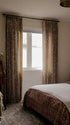 Gina / Subtle Printed Floral Leaf Linen Curtains / Unlined