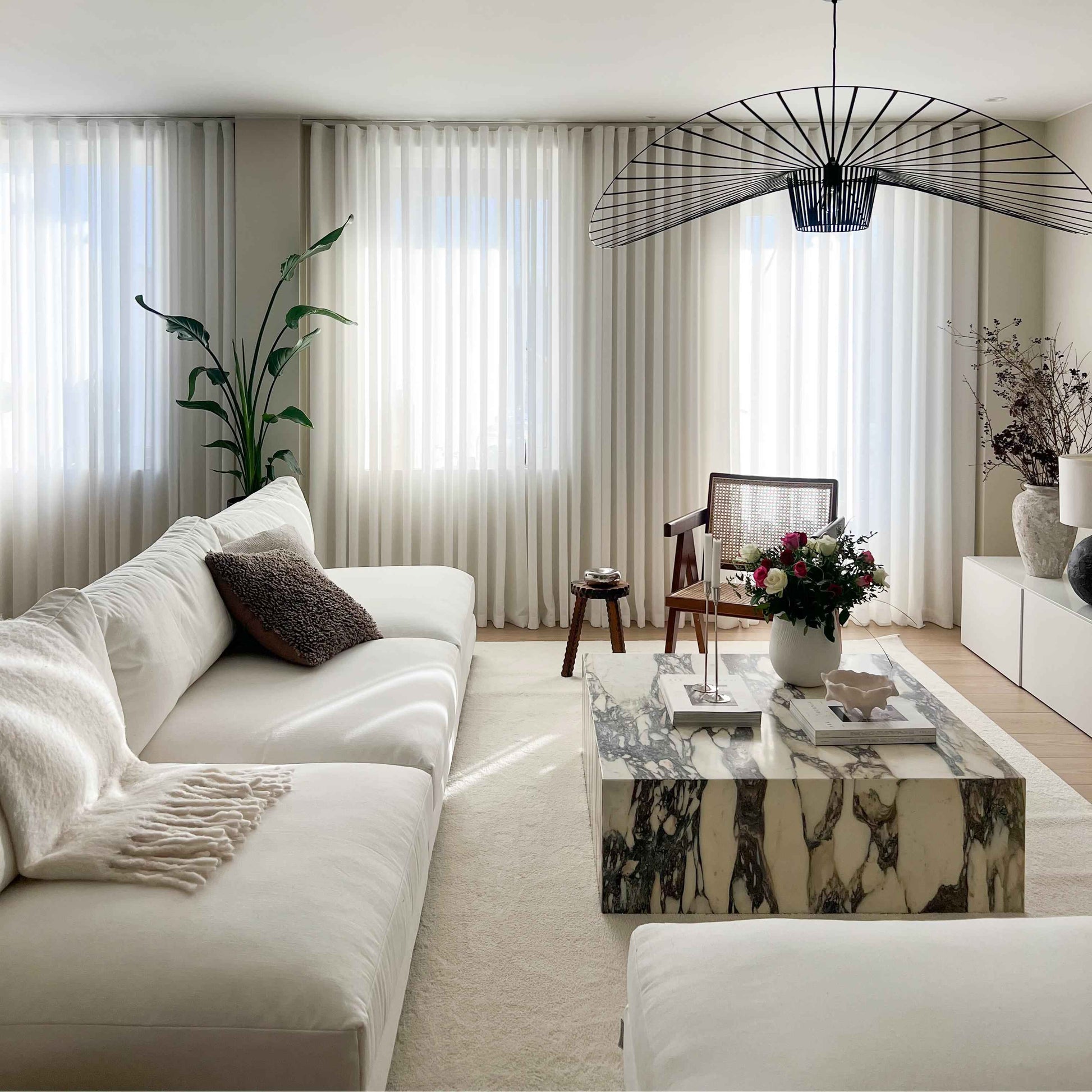 Wynn / Pure White / Soft Cotton Semi Sheer Curtains