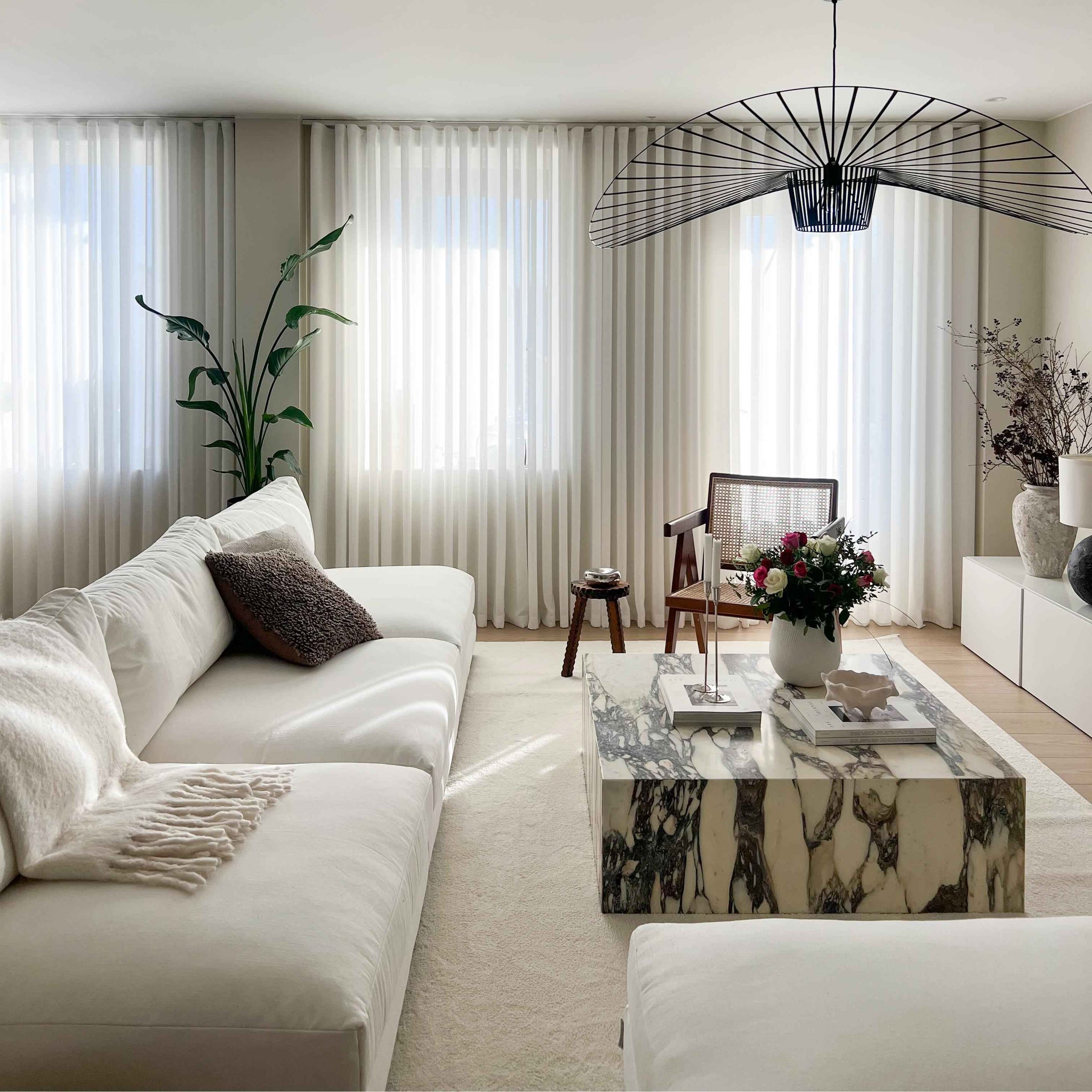 Wynn / Pure White / Soft Cotton Semi Sheer Curtains